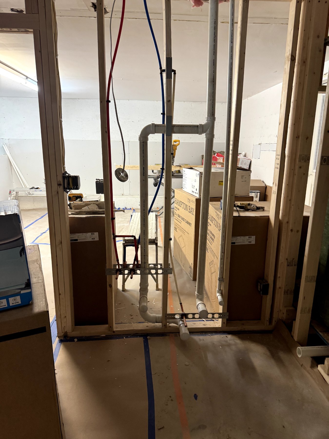 Bathroom remodel plumbing rough-in by JMD Plumbing in Greater Bangor, Maine