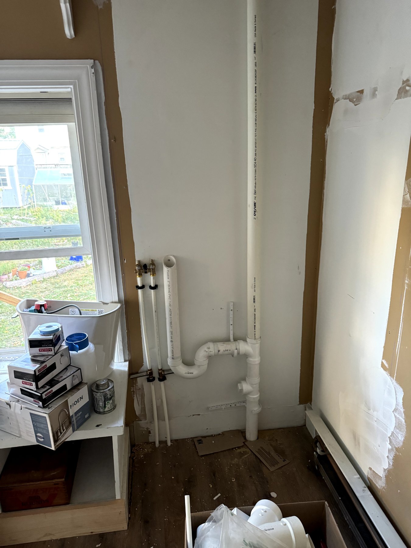 New PEX water lines installed during a home renovation repipe in Greater Bangor