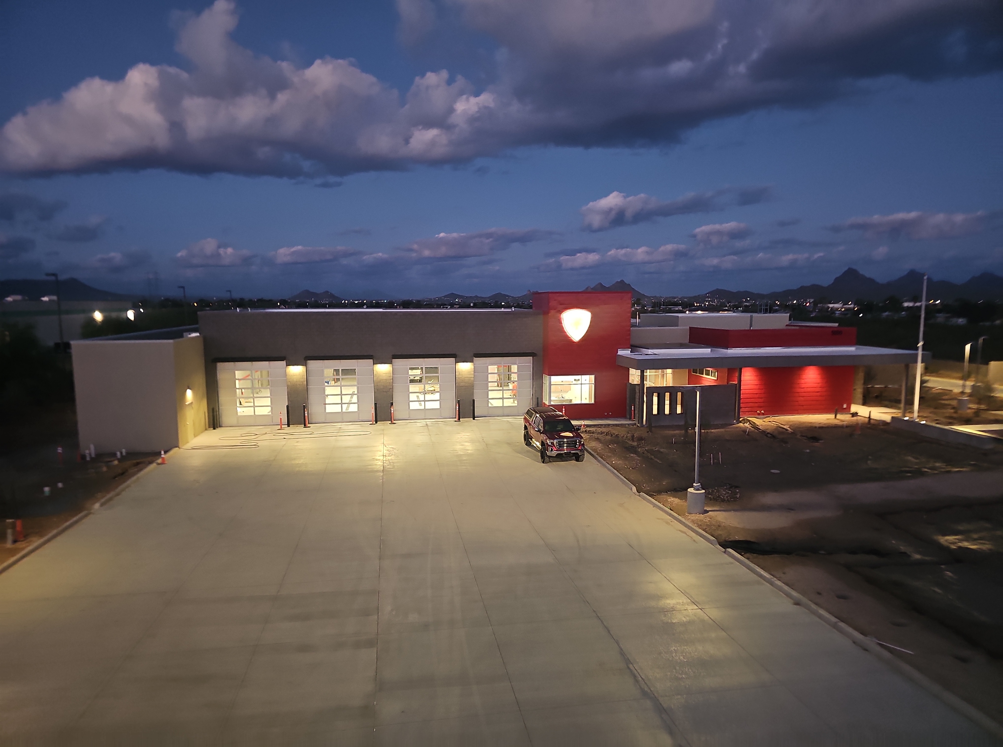 Tucson Fire Department station at dusk
