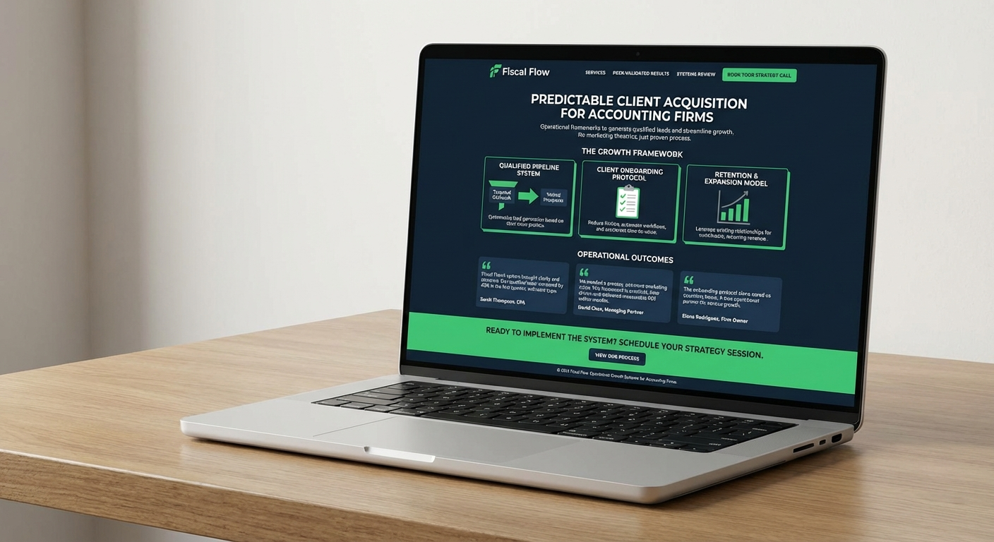 Professional accountant web design example built by Fiscal Flow for an accounting firm