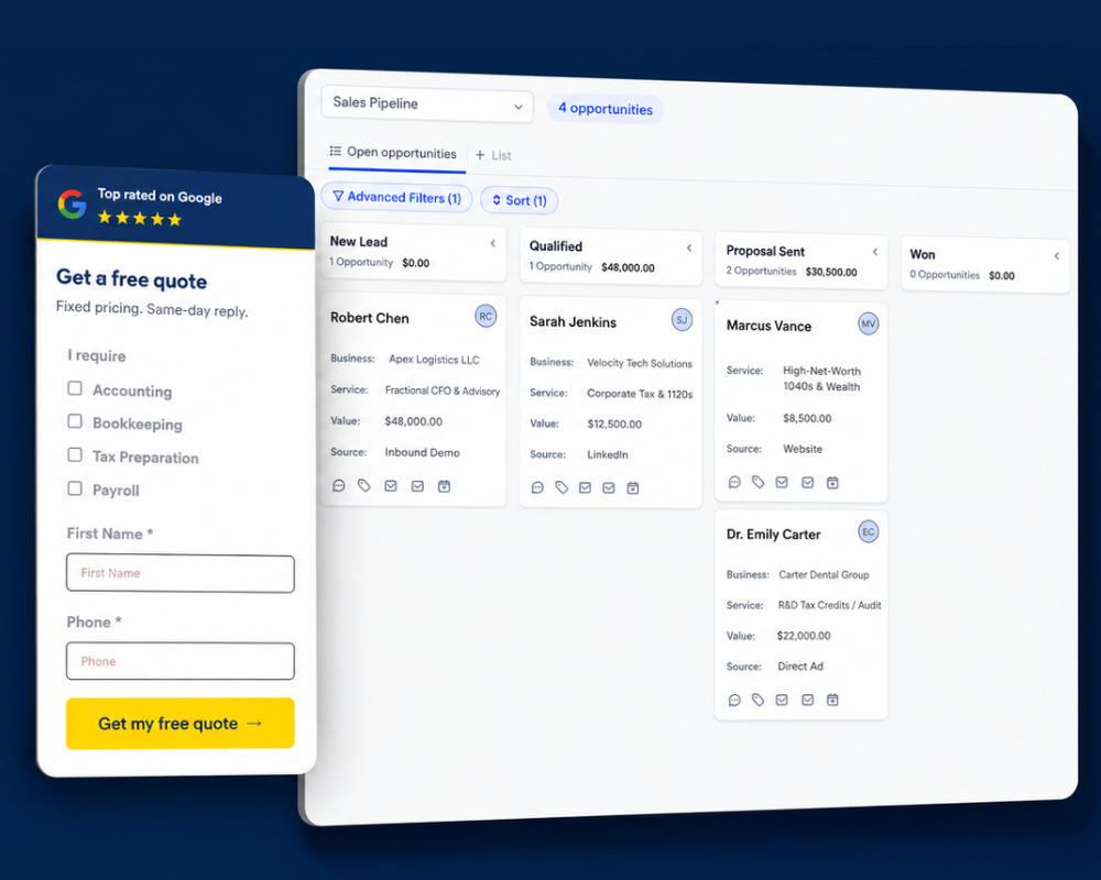 CRM and booking system