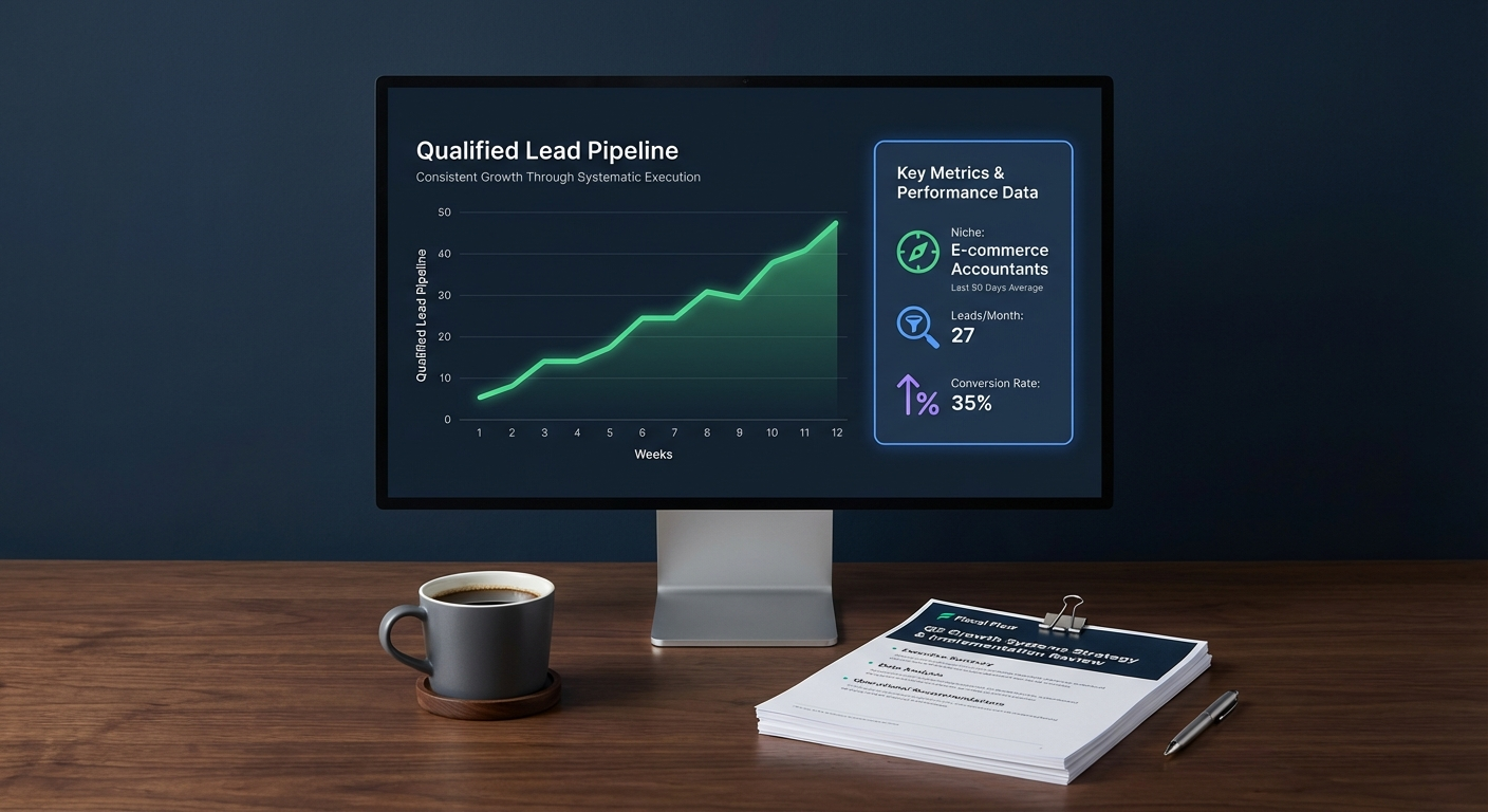 Accounting firm sales leads strategy framework shown on a structured workspace