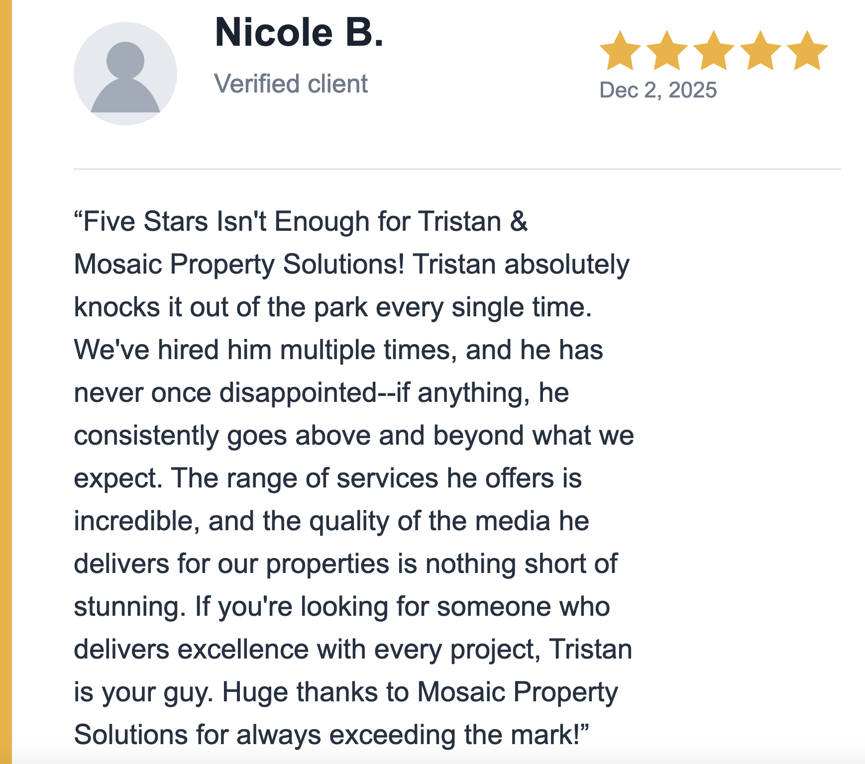 Agent testimonial