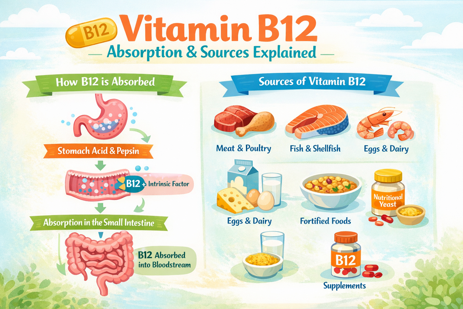 Vitamin B12 absorption and sources explained