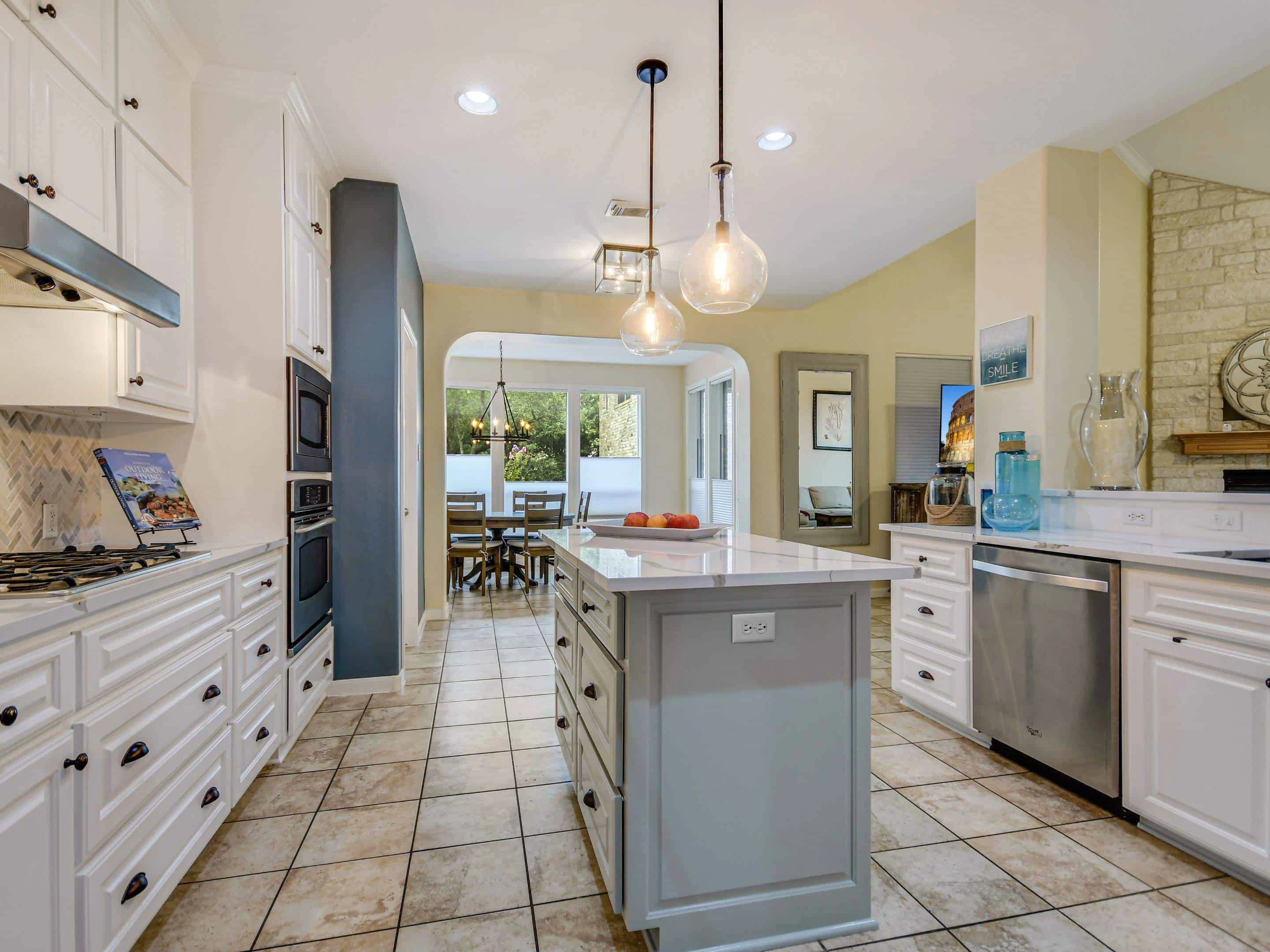 Finished kitchen with freshly painted cabinets