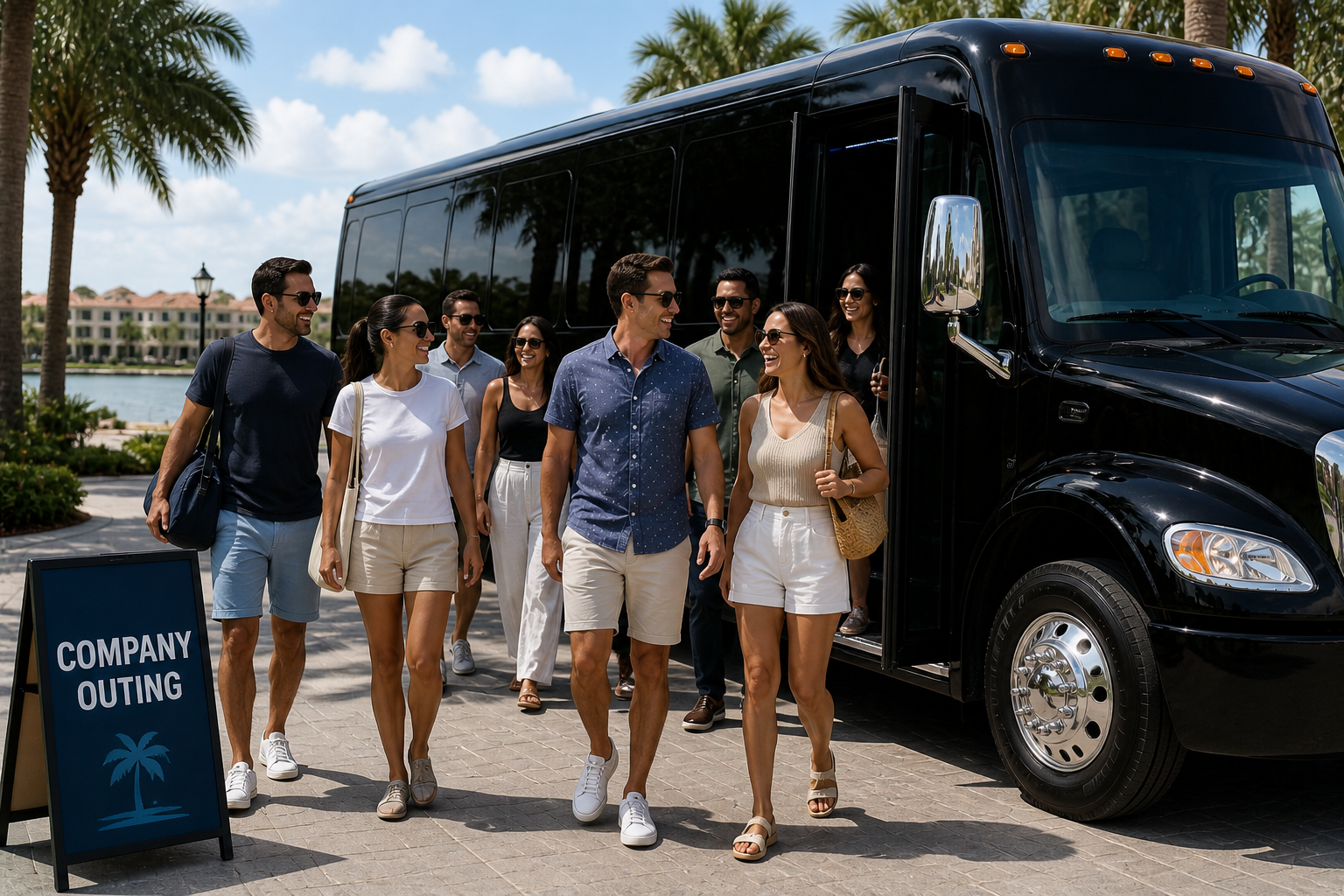 Company outing party bus rental