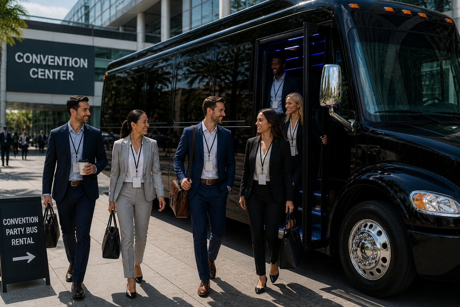 Convention party bus rental