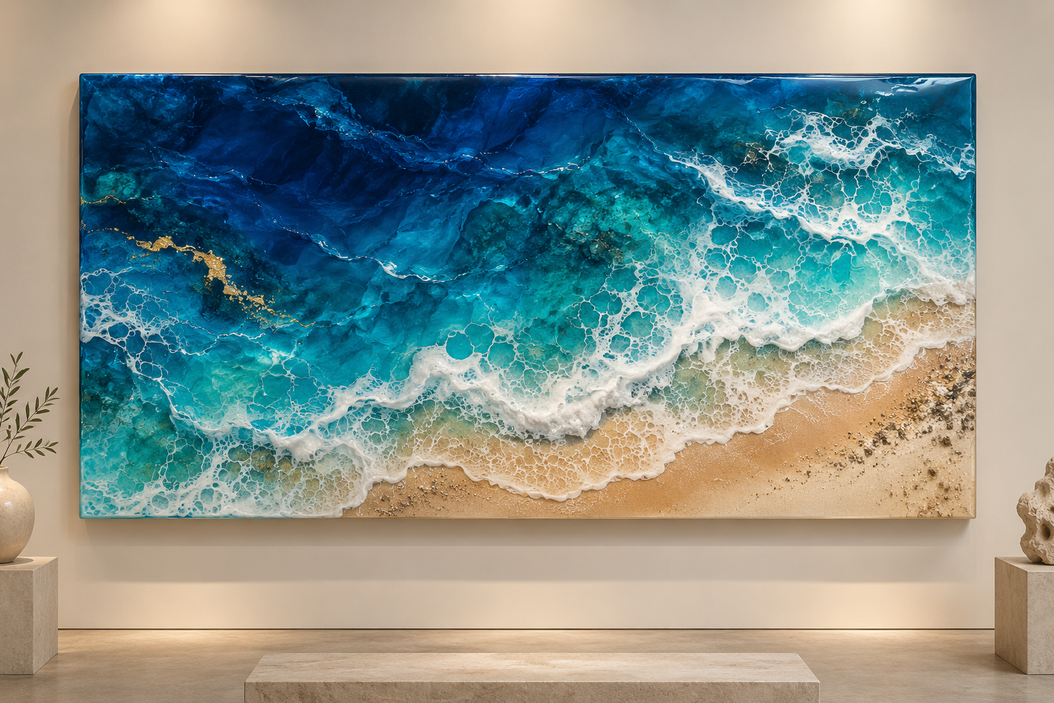 Illustrative ocean resin wall art