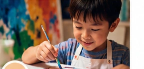 Illustrative school-age learner concentrating on a hands-on project