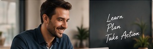 Illustrative professional exploring a business opportunity online