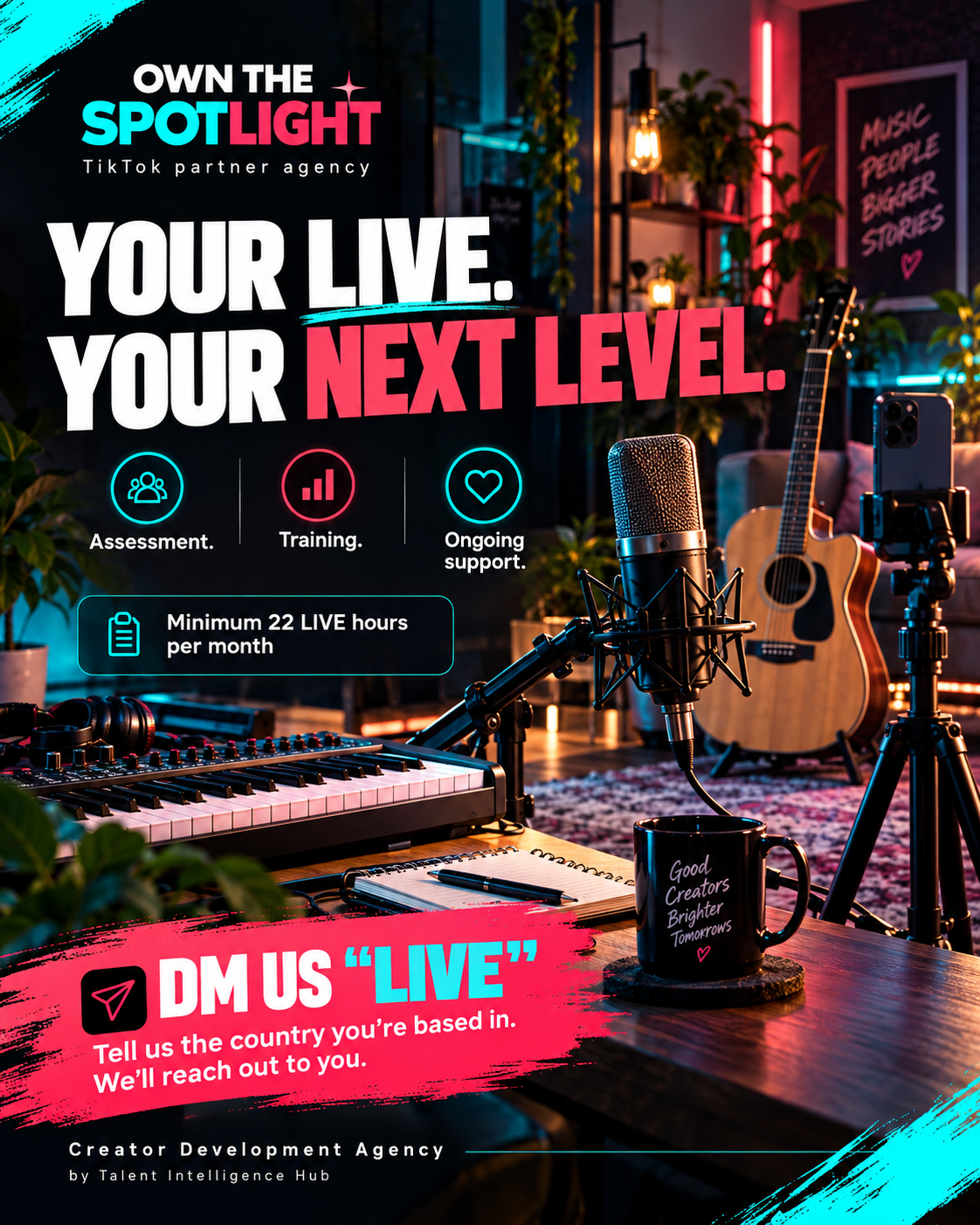 Own the Spotlight — creator training and LIVE support by Talent Intelligence Hub