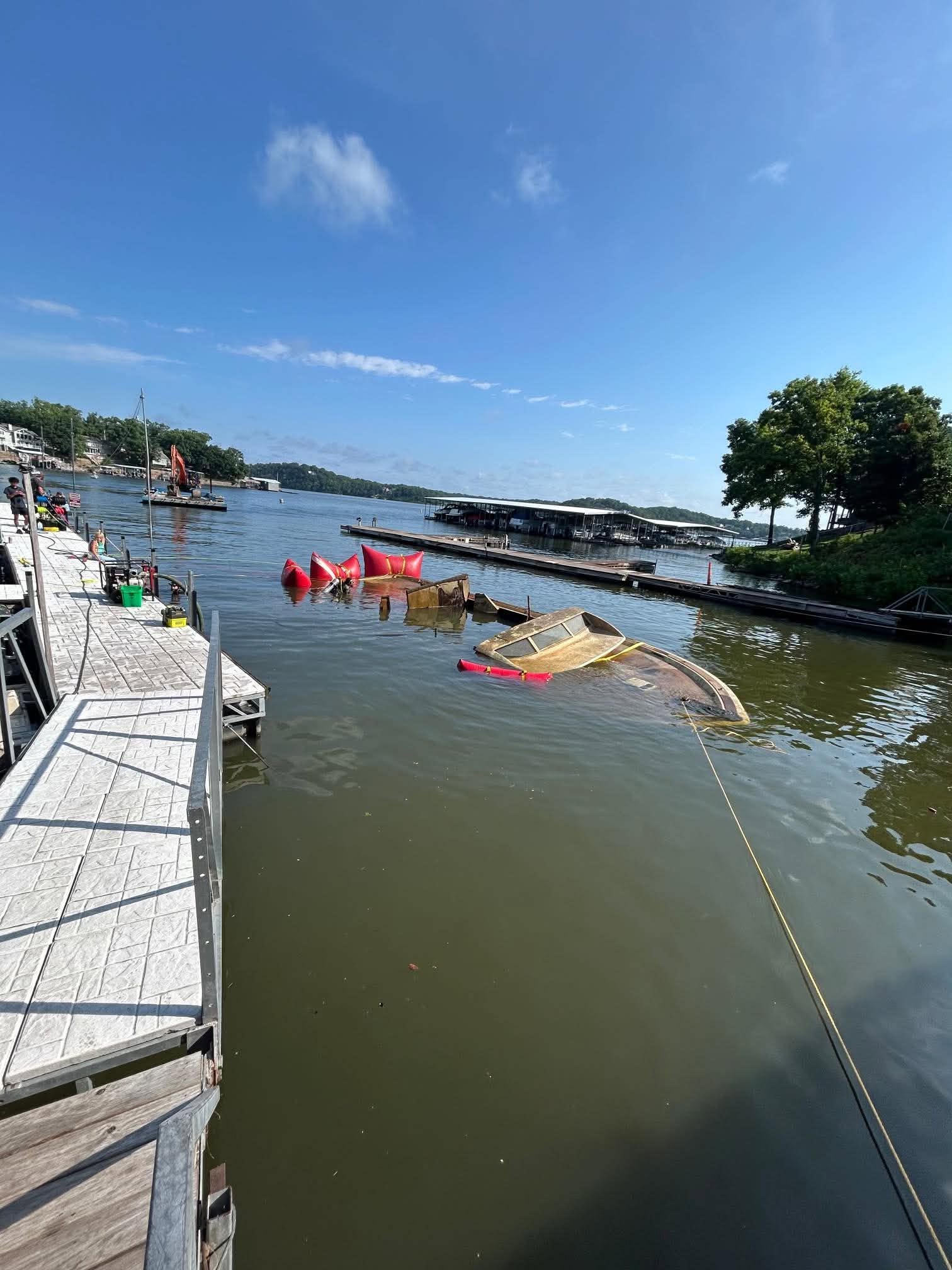 Sunken boat before recovery at Lake of the Ozarks