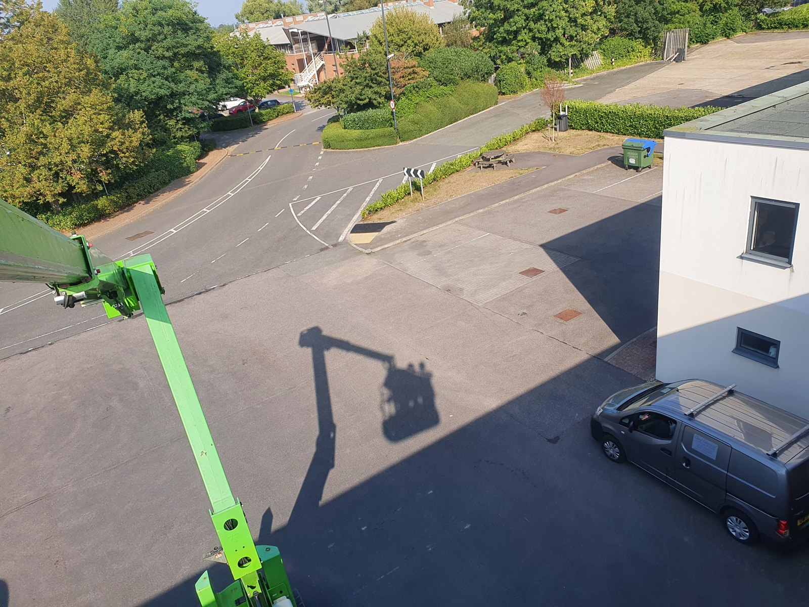 View from an access platform over a commercial building