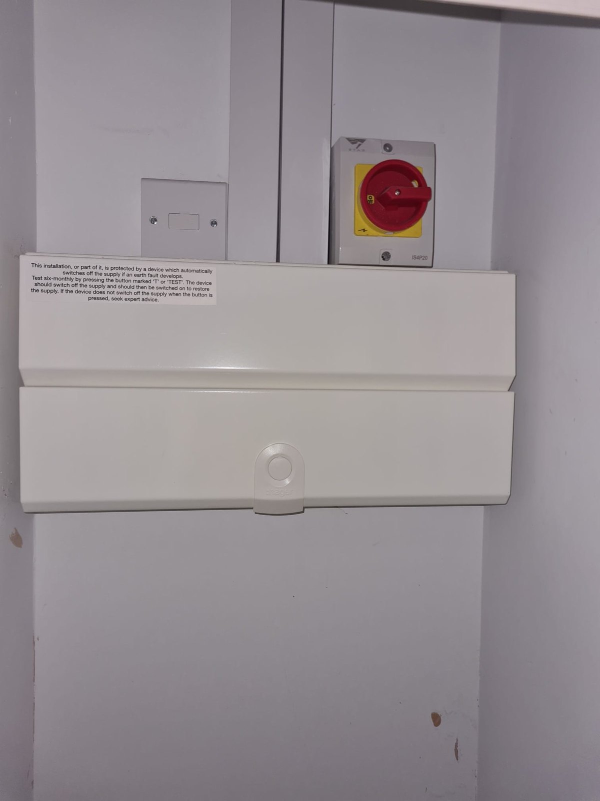 New consumer unit with rotary isolator alongside