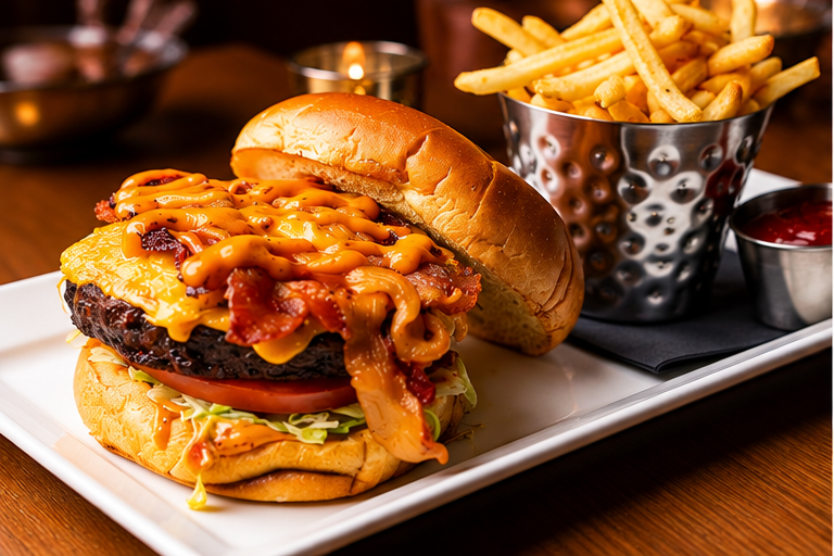 Burger and fries