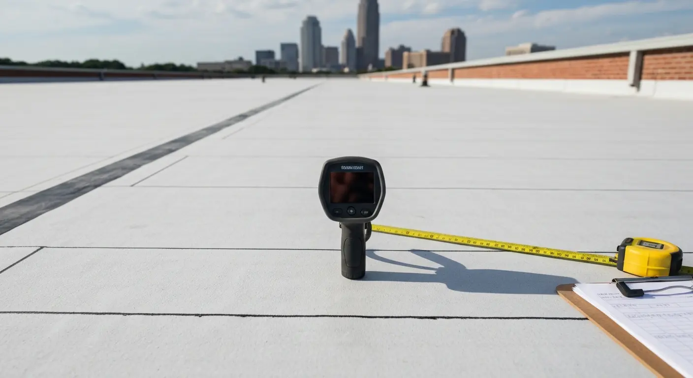 Roofing professional on-site inspection