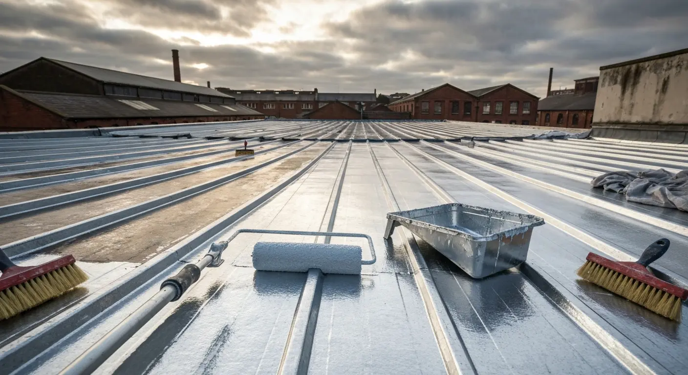 Metal roof coating application