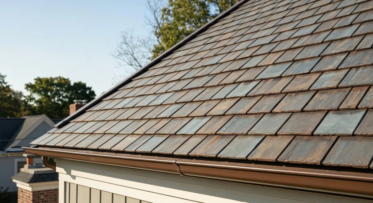 Metal shingle roof detail