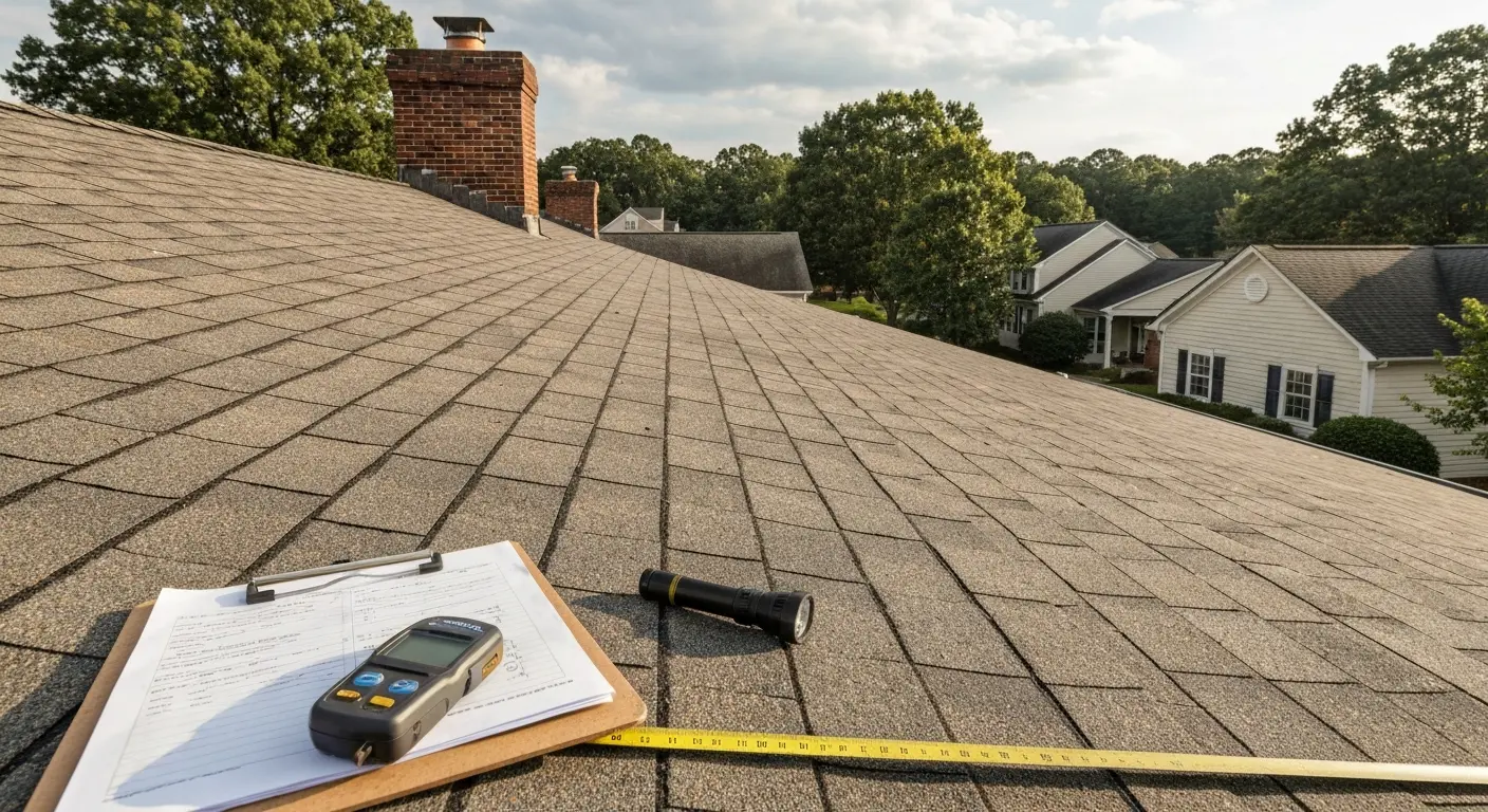 Professional roof inspection in progress