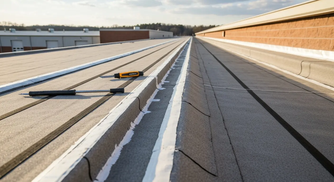 Roof repair on commercial building