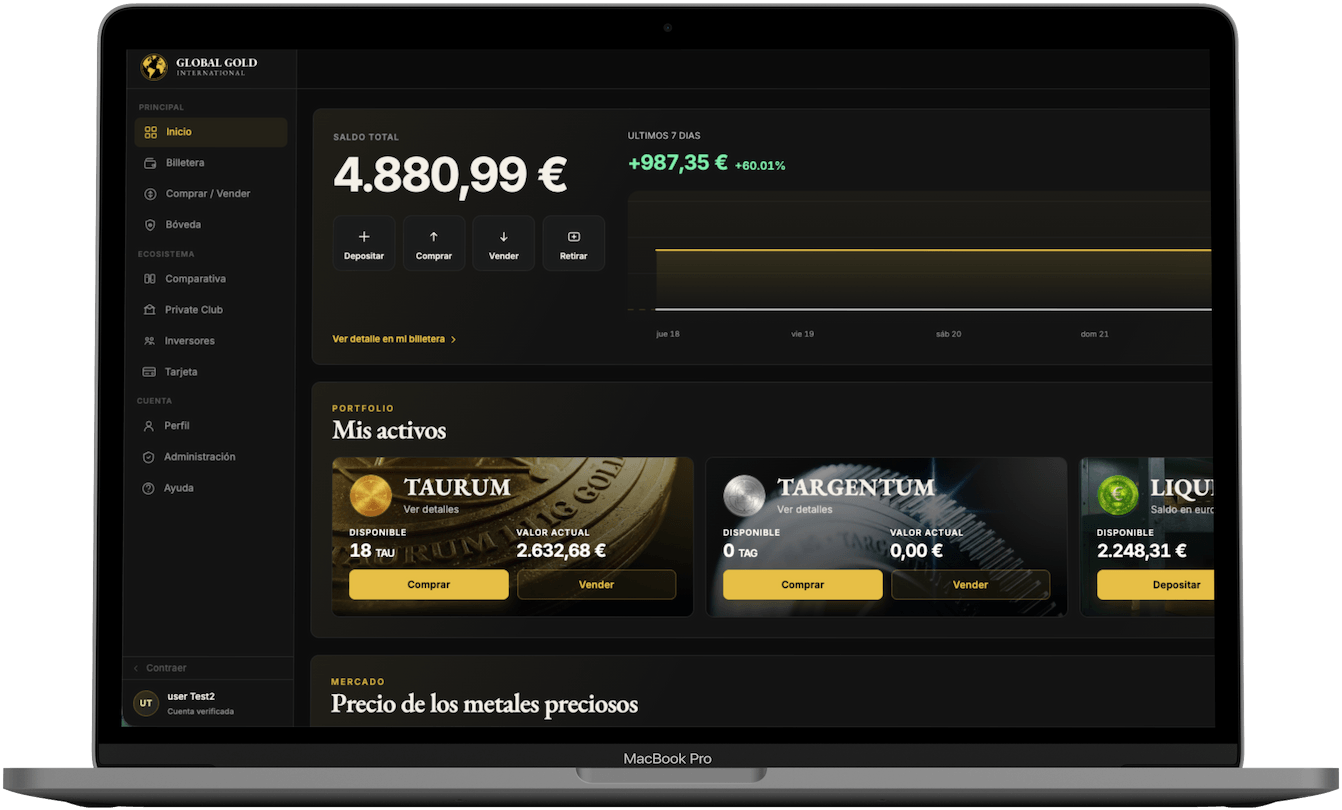 Plataforma Global Gold en MacBook