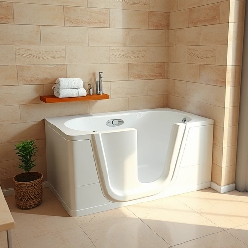 Completed Walk-In Tub Installation in Tramonto AZ with elegant design, chrome fixtures, and serene earth-toned tiles.