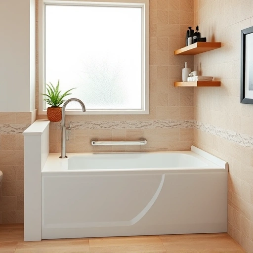 Completed walk-in tub installation in a stylish Paradise Valley bathroom with elegant design and calming earth tones.