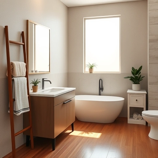 Completed bathroom remodel in Scottsdale featuring freestanding tub, dual vanities, and elegant design elements.