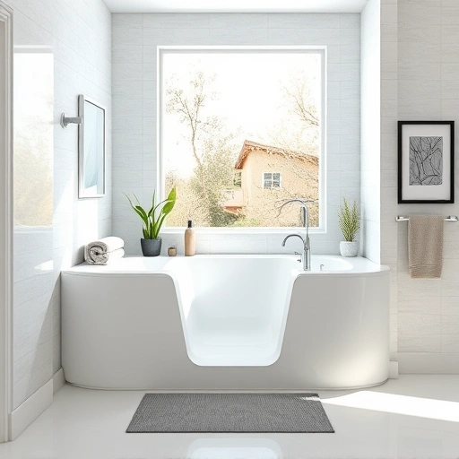 Luxurious walk-in tub installation in Moon Valley AZ with soft color palette, stylish decor, and natural light.