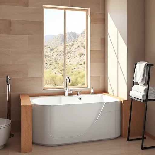 Modern bathroom with a walk-in tub installation in Moon Valley AZ, featuring elegant design and natural light.