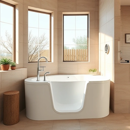 Completed Walk-In Tub Installation in Sonoran Foothills AZ featuring modern design, elegant tile, and natural light.