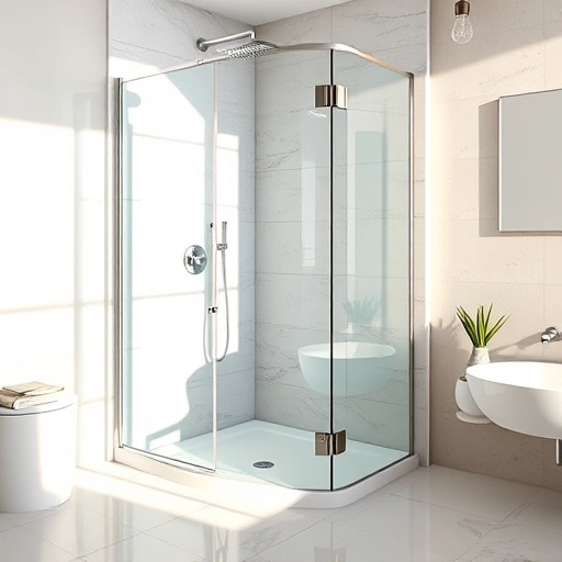 Shower glass enclosure installation in Phoenix features sleek glass panels, chrome hardware, and a stylish tiled bathroom.