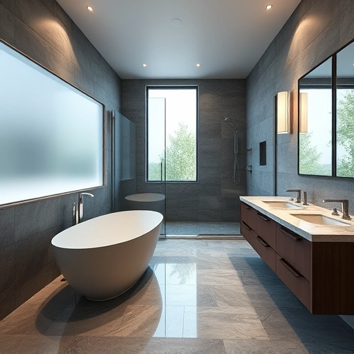 Modern bathroom remodel in Ahwatukee Foothills AZ featuring elegant fixtures, freestanding tub, and serene lighting.