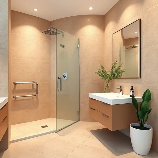 Handicap bathroom remodel in Phoenix with accessible design, modern aesthetics, and natural lighting for comfort.