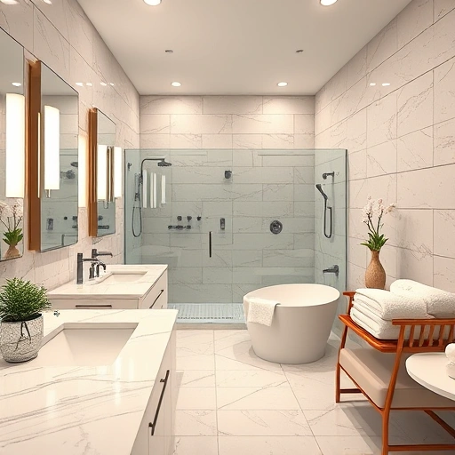 Modern bathroom remodel in Happy Valley AZ featuring marble countertops, walk-in shower, freestanding tub, and elegant decor.