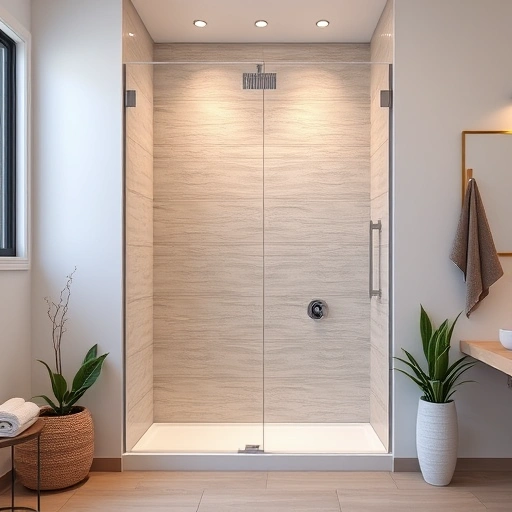 Low-Threshold Shower Installation in a modern Phoenix bathroom with sleek fixtures and a serene, minimalist design.