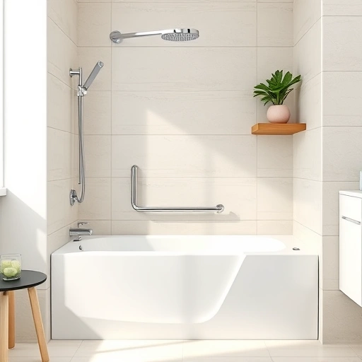 Completed Walk-In Tub Installation in Deer Valley AZ featuring sleek design, grab bars, and soft neutral tiles.