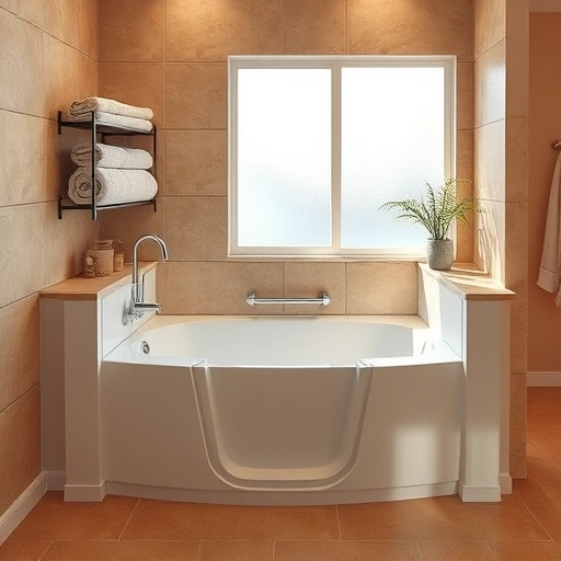 Completed walk-in tub installation in Alhambra AZ featuring modern design, chrome faucet, and elegant grab bars.