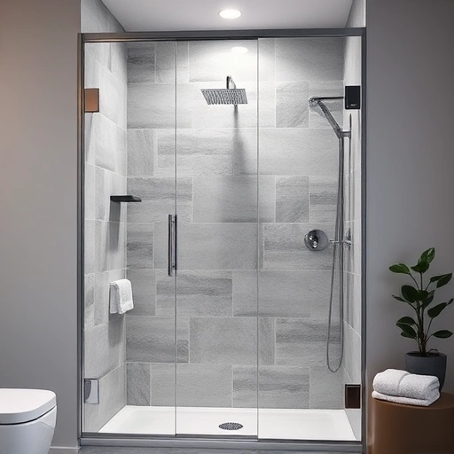 Shower door installation in Phoenix AZ featuring sleek glass doors, modern tiles, and elegant chrome fixtures in a stylish bathroom.