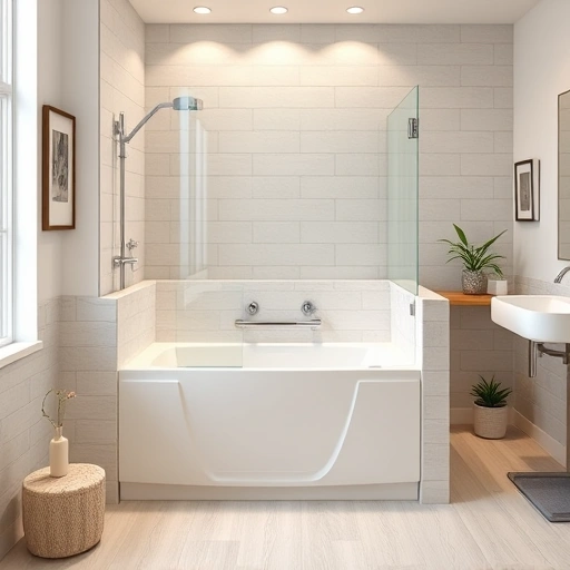 Walk-In Tub Installation in Youngtown AZ featuring modern bathroom design, elegant tub, ambient lighting, and stylish decor.
