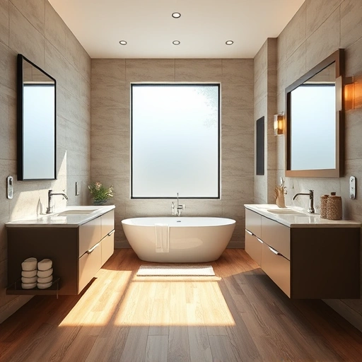 Spacious Deer Valley Village bathroom remodel features a freestanding tub, elegant fixtures, and soothing tiles.
