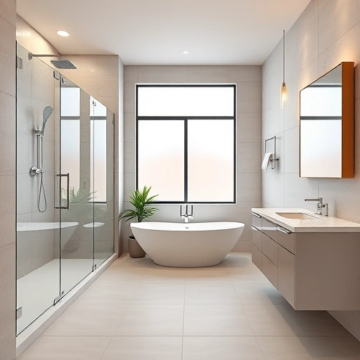 Contemporary bathroom remodel in North Mountain Village AZ with walk-in shower, soaking tub, and elegant decor.