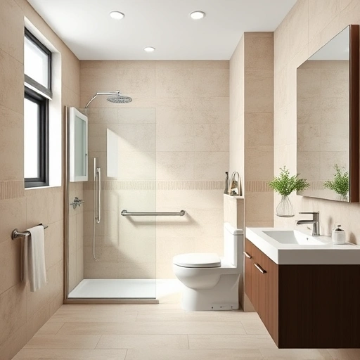 Modern ADA bathroom remodel in Phoenix featuring accessible fixtures, elegant tile, and natural light for a welcoming space.