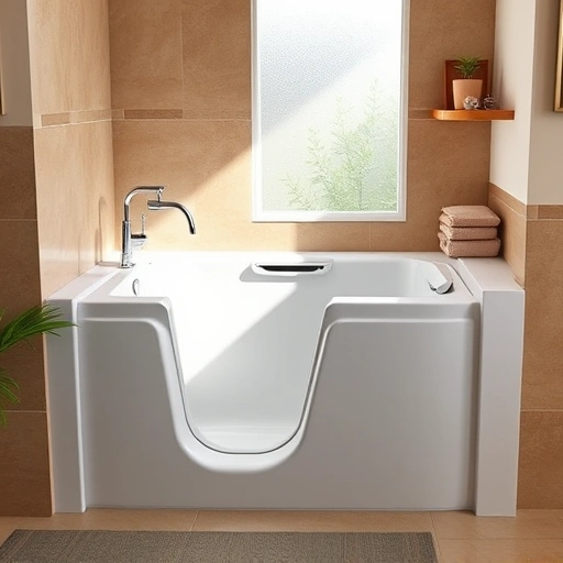 Completed Walk-In Tub Installation in Peoria AZ featuring modern design, sleek white finish, and elegant tile work.
