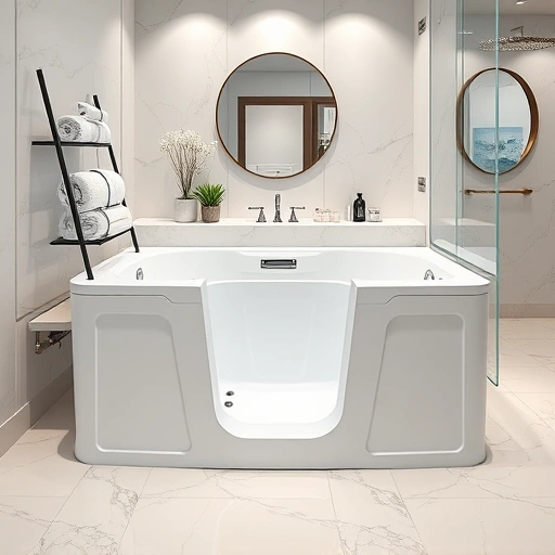 Walk-In Tub with Hydrotherapy in a modern Phoenix bathroom featuring marble tiles, soft lighting, and elegant decor.