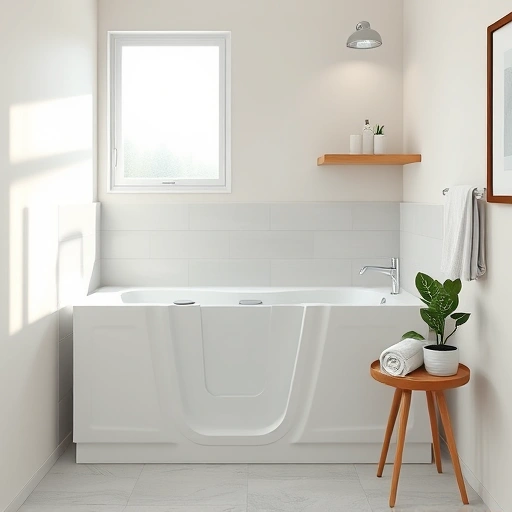 Walk-In Tub Installation in Tolleson AZ, featuring modern design, light tiles, chrome fixtures, and calming decor.