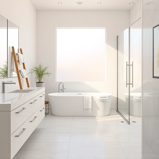 Stunning completed bathroom remodel in Sunnyslope AZ with marble countertops, chrome fixtures and elegant glass doors.