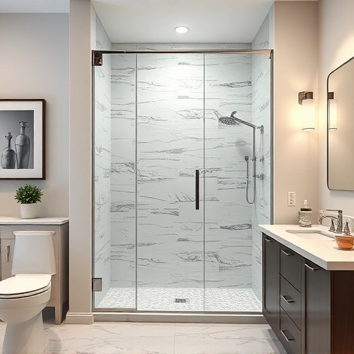 Frameless glass shower door installation in Phoenix with polished chrome hardware and modern tile work in a stylish bathroom.