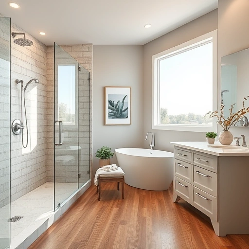 Bathroom remodel in Tolleson AZ featuring modern design, walk-in shower, freestanding tub, and elegant finishes.