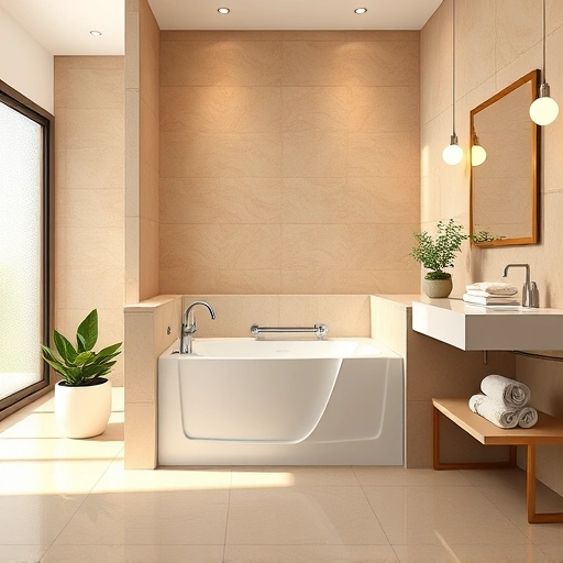 Spacious bathroom featuring a stylish walk-in tub with modern fixtures and elegant design in Phoenix AZ.